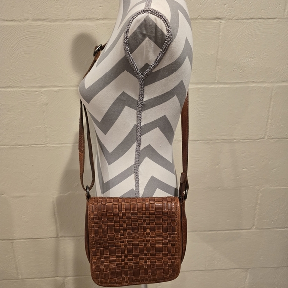 Vilenca Holland Woven Leather Crossbody Saddle Bag Purse Brown Boho Western. - Picture 4 of 13